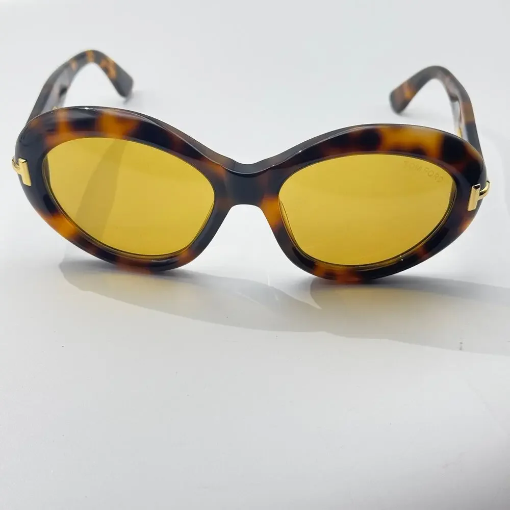 Tom Ford Sunglasses Icon FT1328 53E Havana Oval Frame Brown Lens 55-18-140 New